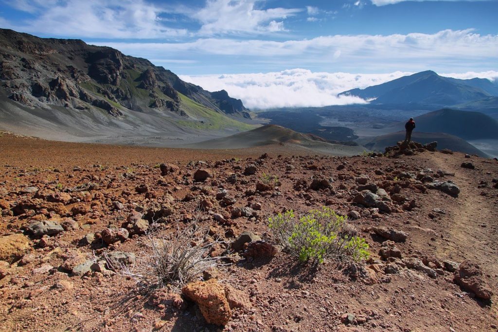  The Sliding Sands trail is a 5.5­mile round trip trail on top of the Haleakala volcano.